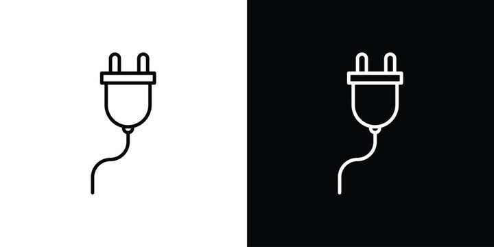 Power plug electric cord icon line art symbols collection