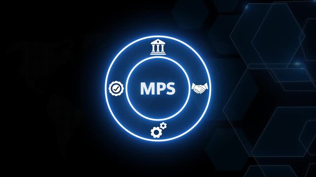 Mps managed print services concept with glowing digital and business infographic business technology