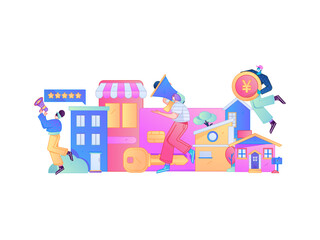 Naklejka premium Home loan flat vector concept operation illustration 