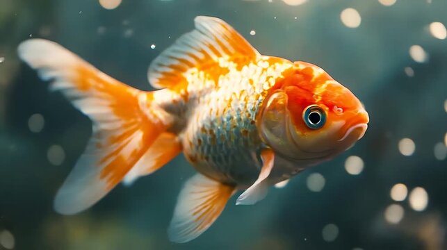 Vibrant goldfish swimming underwater against a softly blurred background