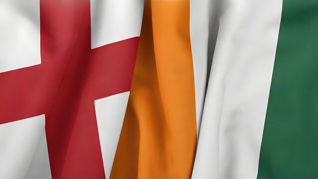 Close-up of fabric flags of England, Nigeria, and UAE. Patriotic textile display for international events.