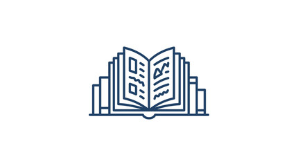 Fototapeta premium Open Book with Stacked Books Icon