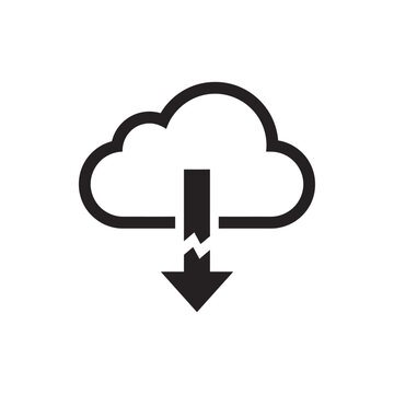 Iconastudio Black Icon of Cloud Download Interrupted by Broken Arrow 404 Not Found Concept White Background V2 5Wgbue 2X Technology Graphic