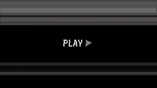 Vintage VHS play screen overlay with retro static lines and analog tape noise. animated VHS tape play with Distorted Signal. Old damaged VHS tape playing overlay. 4k video