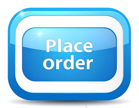 Glossy Blue Place Order Button Illustration with Rounded Corners and Shine