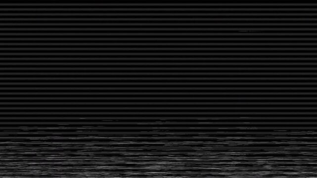Retro VHS tracking errors with analog TV noise and video glitch overlay. Bad signal screen showing broken monitor static or distorted displays. Abstract horizontal scanlines texture for damaged tape