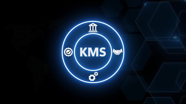 Kms knowledge management system concept with glowing digital and hud interface business intelligence
