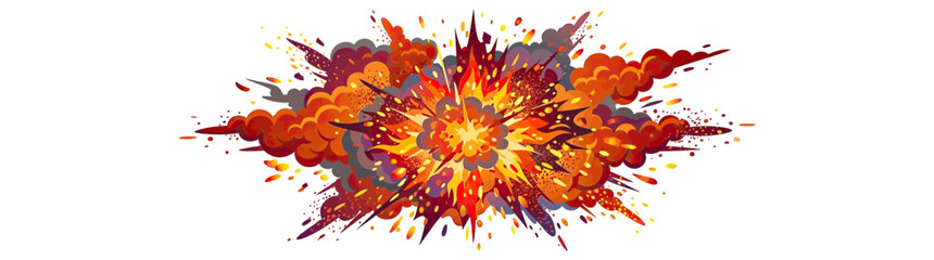 Vibrant Explosion Burst with Smoke and Debris © rikiy