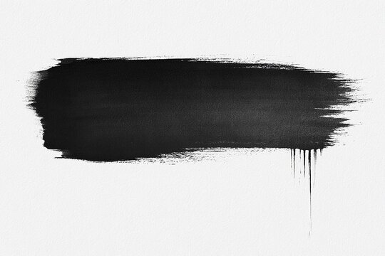 Horizontal Black Oriental Ink Brush Stroke Frame On White Paper Background
