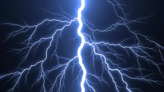 Set of 4 Realistic Blue Lightning Strikes and Thunderbolts for Electrical Storm Overlays
