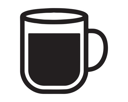  Graphic icon of a coffee mug partially filled with liquid beverage minimalist drinkware container breakfast caffeine homeware illustration isolated logotype monochrome restaurant