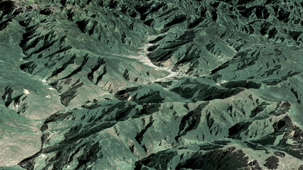 Naklejka premium Oblique aerial 3D illustration of Thimphu, Bhutan