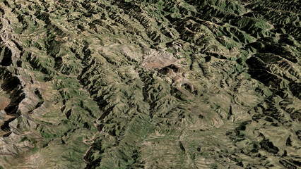 Oblique aerial 3D illustration of Sucre, Bolivia © harvepino