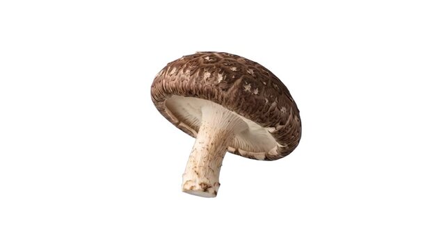 A fresh raw shiitake mushroom isolated on a clean white background. Perfect for culinary content, healthy diet promotions, recipe graphics, organic farming ads, and food packaging.