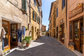 Obraz premium Pienza, Italy - April 23, 2026 : The Pienza Old Town street view in Italy