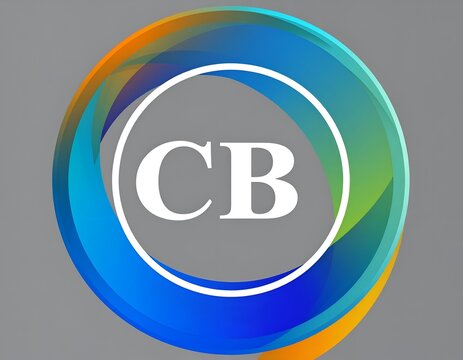 Circular Logo Design with Lettering CB Featuring Colorful Gradient Abstract Ring