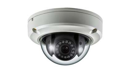 White dome security camera with infrared LEDs, isolated on transparent background © Maria