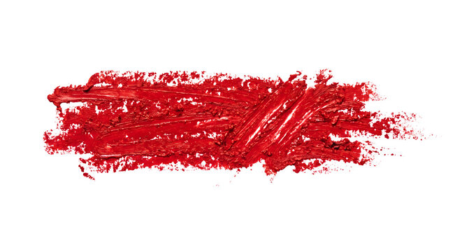 Textured red lipstick swatch painted brush stroke