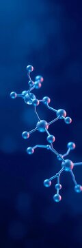 Abstract molecular structure diagram in soothing blue tones, digital, soothing