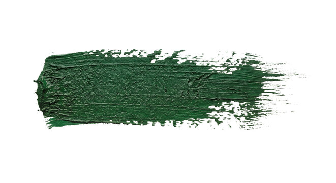 Textured dark green acrylic paint brush stroke