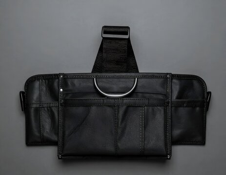Professional black leather tool belt pouch for construction and carpentry work