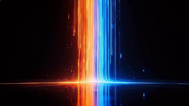 Abstract neon light lines on dark background