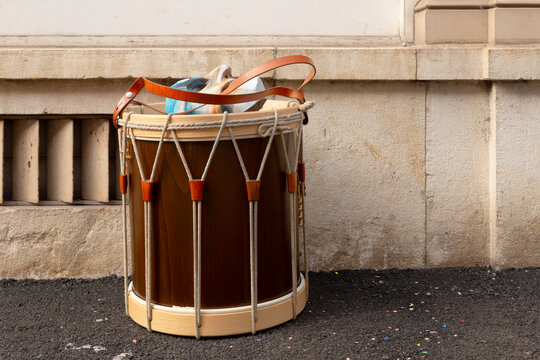 Basel carnival 2026. Colorful carnival mask on a snare drum