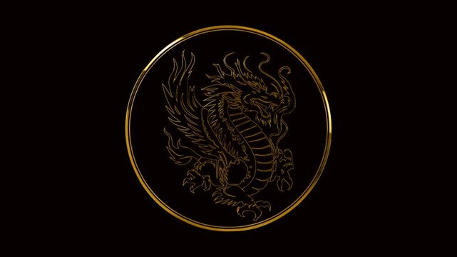 luxury golden dragon symbol on the alpha channel background