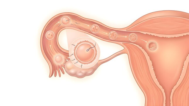 Fertilization and embryo cleavage stages in the fallopian tube