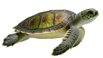 Green sea turtle with patterned shell, isolated on transparent background © Maria