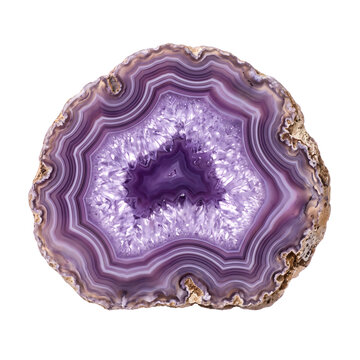Freeform Organic Purple Agate Geode Section with Lavender Quartz Inclusions, Isolated Gemstone Element on transparent background