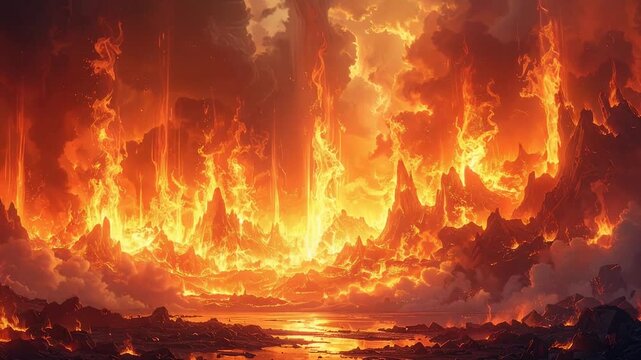 Fire overlay loop vertical flames rising continuously heat distortion glowing warm cinematic