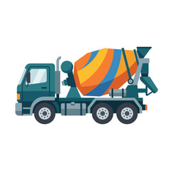 Fototapeta premium Green Concrete Mixer Truck Illustration.