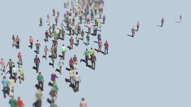 A People Following The Leader or boss animation