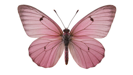 Delicate pink butterfly with dark markings, isolated on transparent background © Maria