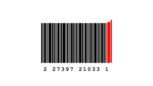 Close-up of a barcode with a red highlighted section.