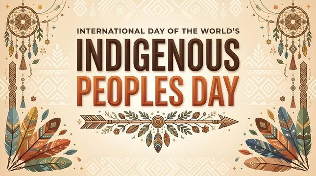 Floral ornament and feather illustration for indigenous peoples day celebration