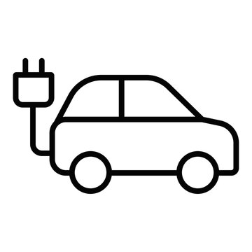 Electric car icon with charging plug representing eco-friendly transportation and green mobility.