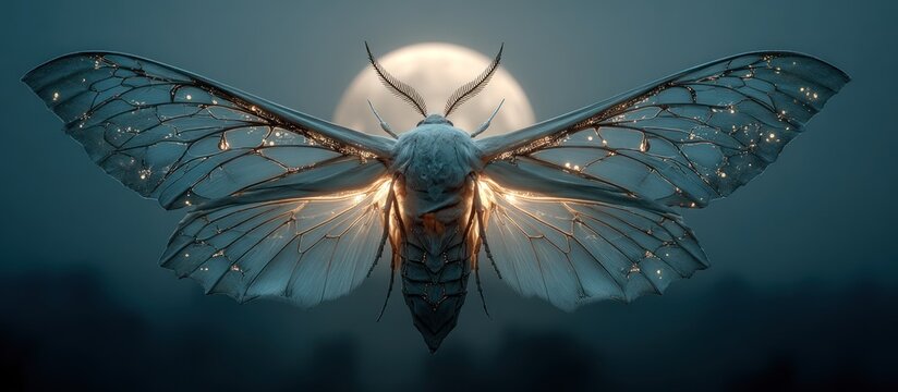 Glowing Butterfly Under Moonlight.
