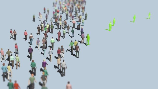 A People Following The Leader or boss animation
