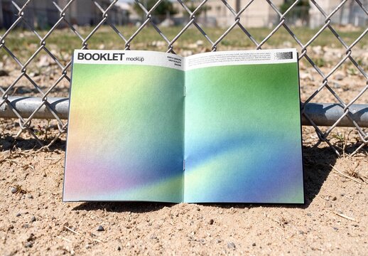 Open Booklet On Fence Mockup