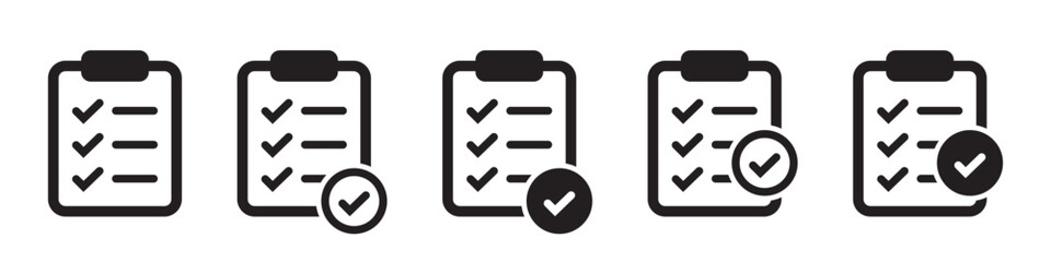 Fototapeta na wymiar Clipboard Checklist Icons Set Task List and Survey Board