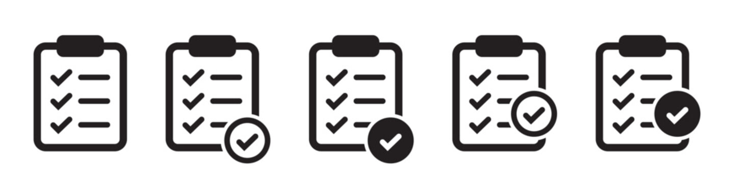 Clipboard Checklist Icons Set Task List and Survey Board