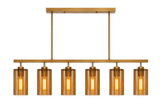 Modern linear pendant chandelier with elegant amber glass lighting