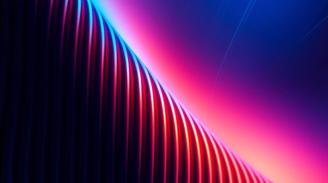 Abstract Background with Neon Pink and Blue Glowing Curved Lines