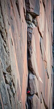 Focal point of exposure is a narrow ledge on vertical rock wall, focal, scenery