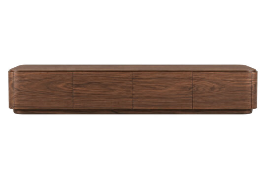 Modern walnut media console with elegant contemporary storage solution