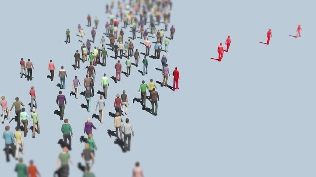 A People Following The Leader or boss animation