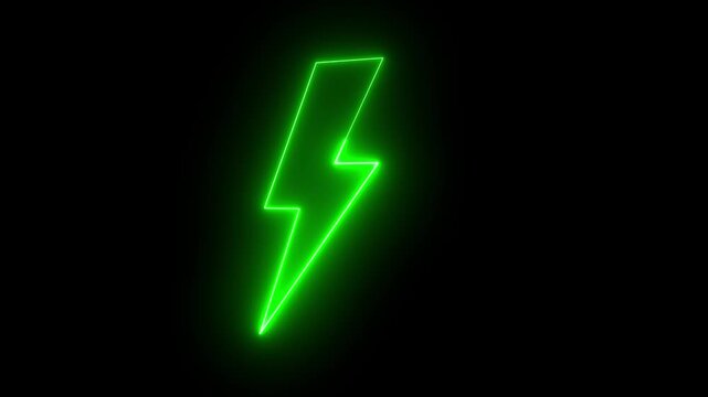 Energy neon electricity lighting bolt sign icon. neon battery charging icon animation icon