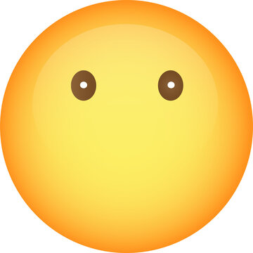 Yellow Orange Gradient Silent Face Emoji with Open Eyes and No Mouth